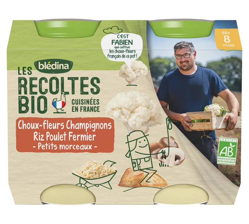 Blédina---Les-recoltes-bio-pots-choux-fleurs-400g Satisfait Ou Remboursé Blédina - Les recoltes bio pots choux fleurs (400g)