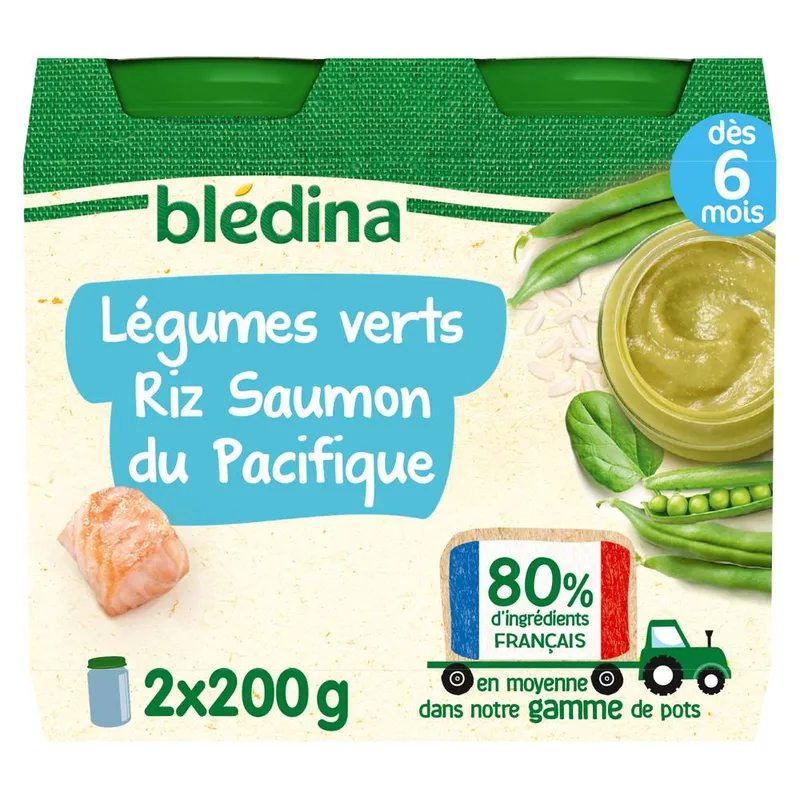 Affaire À Saisir Blédina - Légumes verts riz saumon du pacifique dès 6 mois, 2 pots (400g)