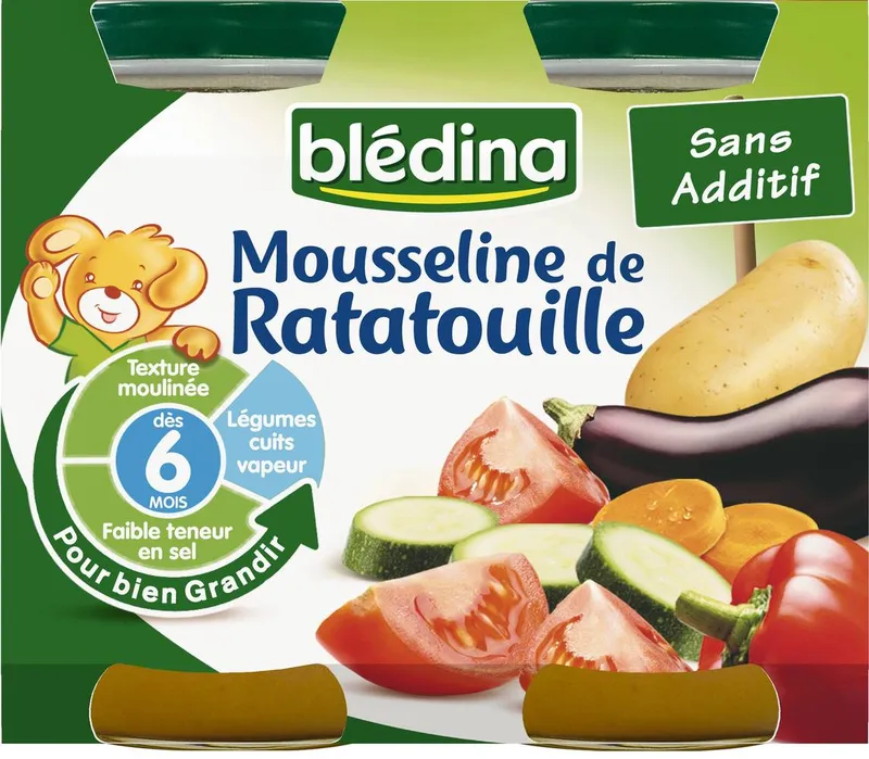 Achat Immédiat Blédina - Mousseline petit pot ratatouille pour bébé dès 6 mois (400g)