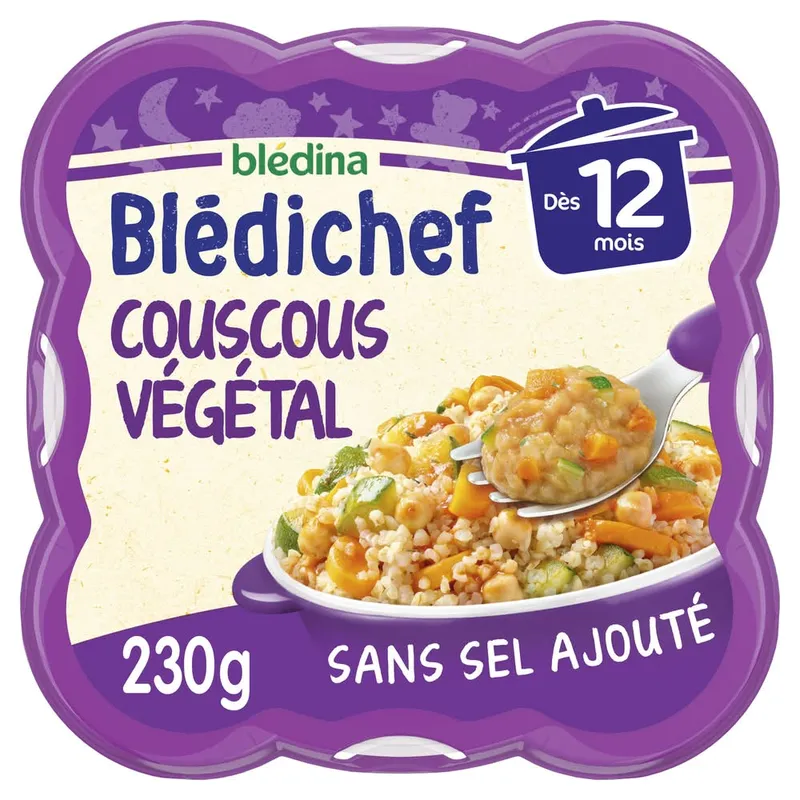 Blédina---Plat-bébé-du-soir-dès-12-mois-nuit-blédichef-couscous-végétal-230g Blédina - Plat bébé du soir dès 12 mois nuit blédichef couscous végétal (230g) Super Prix