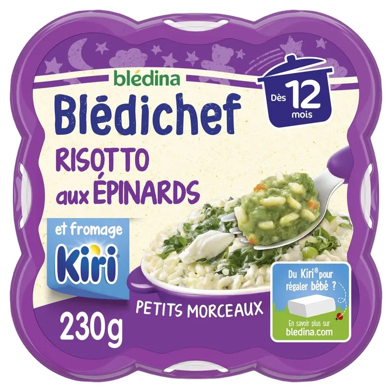 Blédina---Plat-cuisiné-bébé-risotto-aux-épinards-dès-12mois-230g Blédina - Plat cuisiné bébé risotto aux épinards dès 12mois (230g) Livraison Express
