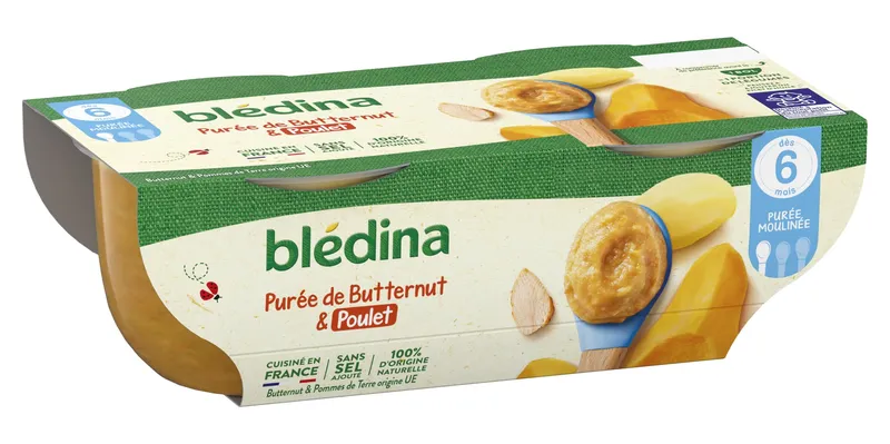 Blédina---Plats-bébé-purée-de-butternut-poulet-dès-6-mois-400g Tendance Blédina - Plats bébé purée de butternut poulet dès 6 mois (400g)
