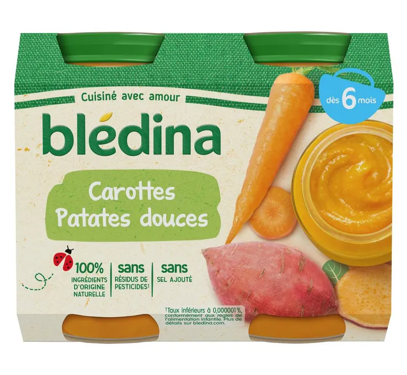 Blédina---Pots-sales-carottes-patates-douces-dès-6-mois-400g Usine Directe Blédina - Pots sales carottes patates douces dès 6 mois (400g)