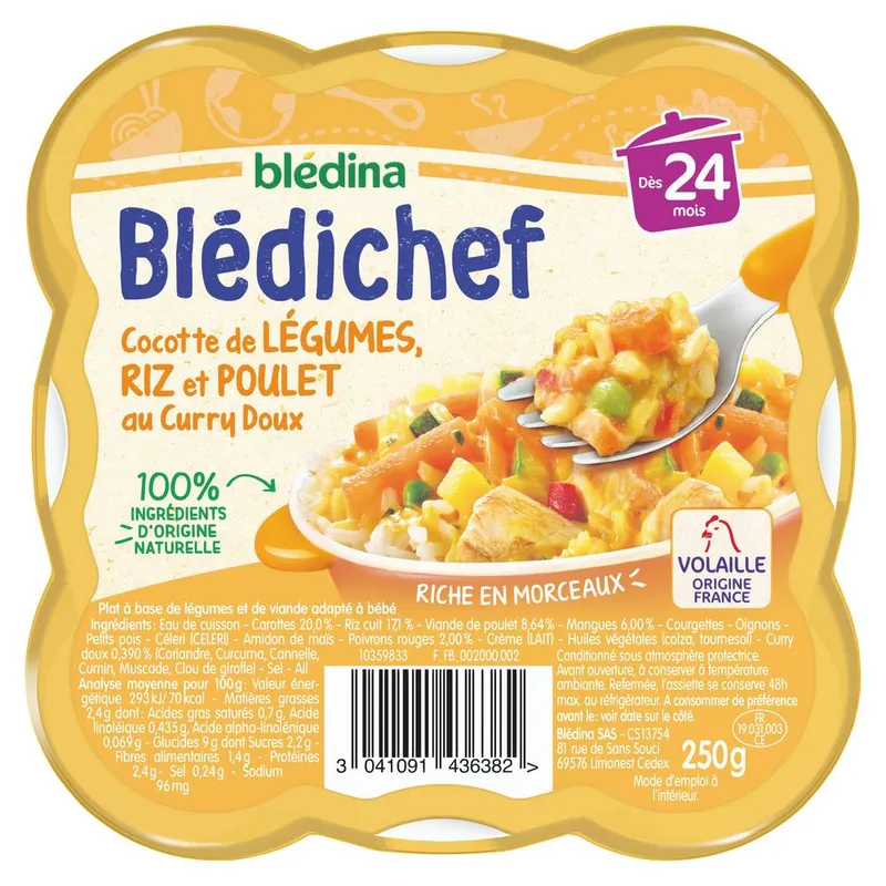 Blédina-Blédichef---Plat-à-base-de-légumes-et-de-viande-adapté-pour-bébé-dès-24-mois-250g Blédina Blédichef - Plat à base de légumes et de viande adapté pour bébé dès 24 mois (250g) Meilleur Prix