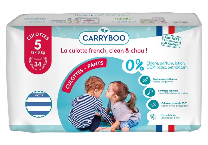 CARRYBOO---Culottes-écologiques-dermo-sensitives-taille-5-12-18kg-15kg Expédié Aujourd’hui CARRYBOO - Culottes écologiques dermo-sensitives taille 5 12-18kg (1,5kg)
