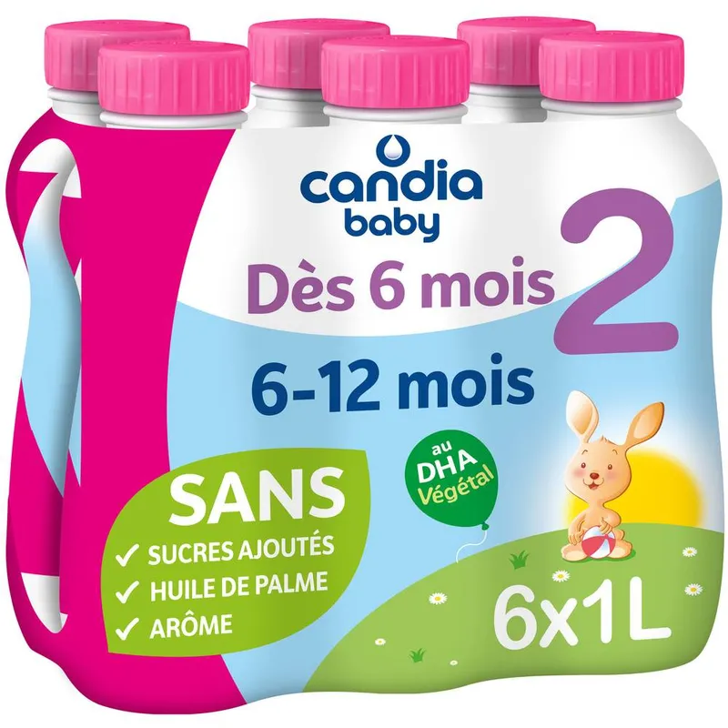 Candia-Baby---Lait-de-suite-pour-nourrissons-2-dès-6-à-12-mois-6-x-1L Satisfait Ou Remboursé Candia Baby - Lait de suite pour nourrissons 2 dès 6 à 12 mois (6 x 1L)