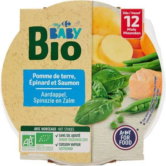 Carrefour-Baby-Bio---Plat-pour-bébé-bio-pomme-de-terre---épinard---saumon-Dès-12-mois-230g Carrefour Baby Bio - Plat pour bébé bio, pomme de terre - épinard - saumon, Dès 12 mois (230g) Nouvel Arrivage
