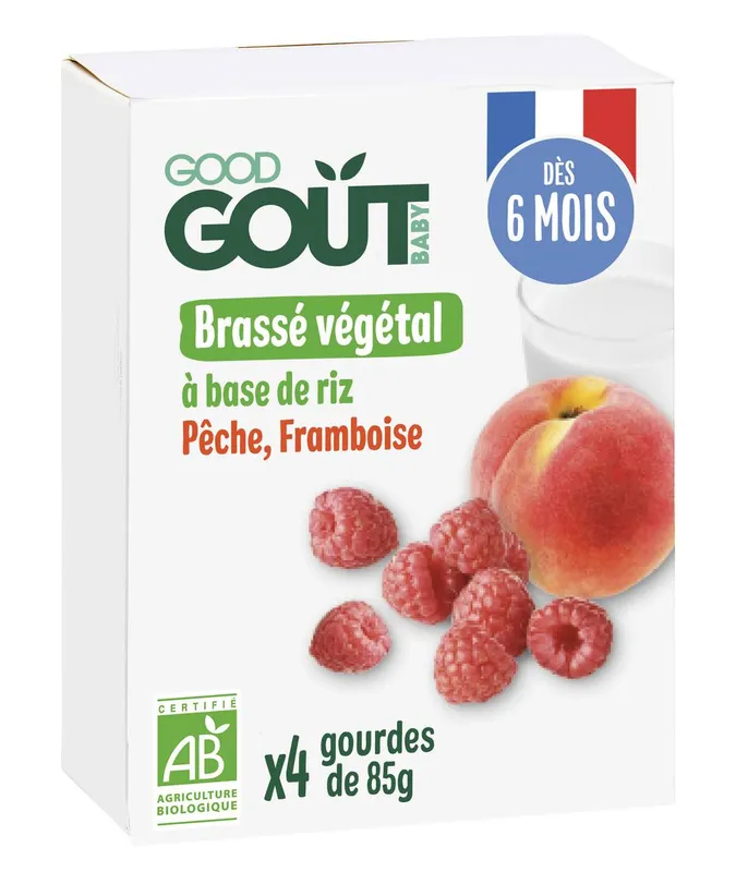 Good-Goût---Brassé-végétal-à-base-de-riz-pêche-et-framboise-bio-dès-6-mois-riz-pêche-et-framboise-340g Offre Exclusive Good Goût - Brassé végétal à base de riz, pêche et framboise bio dès 6 mois, riz, pêche et framboise (340g)