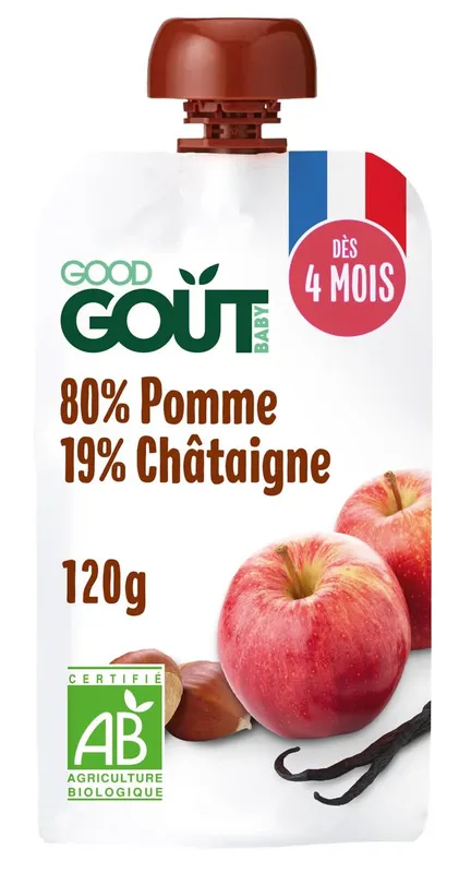 Good-Goût---Compote-pour-bébé-dès-4-mois-pomme---châtaigne-120g Good Goût - Compote pour bébé dès 4 mois, pomme - châtaigne (120g) Acheter Direct