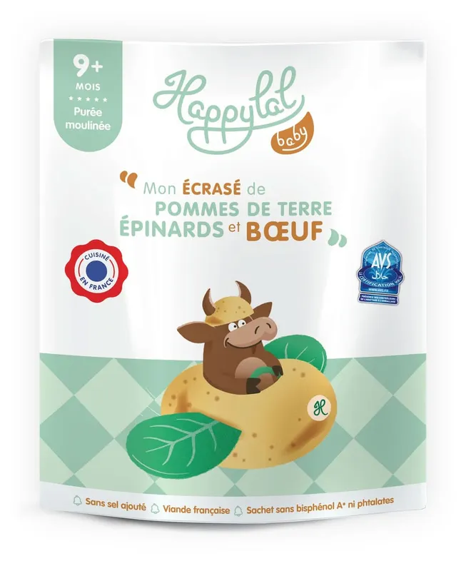 Happylal-Baby---Plat-bébé-dés-9-mois-pommes-de-terre---épinards---boeuf-190g Happylal Baby - Plat bébé dés 9 mois, pommes de terre - épinards - boeuf (190g) Prix Promo