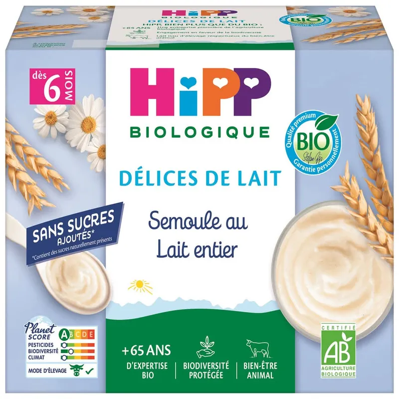 HiPP---Bio-semoule-au-lait-entier-400g Haute Qualité HiPP - Bio semoule au lait entier (400g)