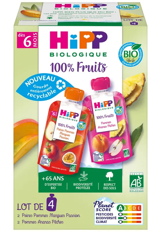 HiPP---Compote-pour-bébé-dès-6-mois-aux-fruits-4-x-90g HiPP - Compote pour bébé dès 6 mois aux fruits (4 x 90g) Offre Du Jour
