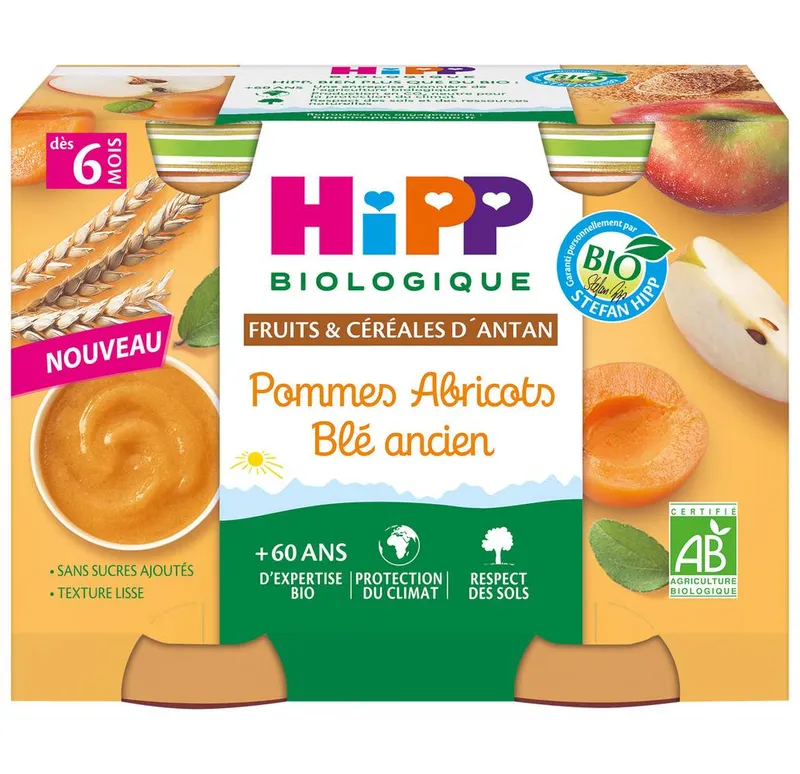 HiPP---Dessert-pommes-abricots-blé-ancien-pour-bébé-dès-6-mois-380g Réduction HiPP - Dessert pommes abricots blé ancien pour bébé dès 6 mois (380g)