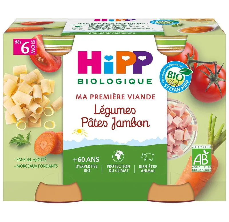 HiPP---Légumes-pâtes-jambon-pots-dès-6-moi-380g HiPP - Légumes pâtes jambon pots dès 6 moi (380g) Certifié