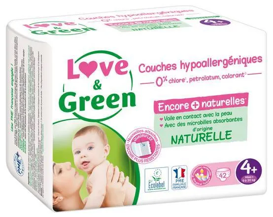 Love-Green---Couches-bébé-hypoallergéniques-et-ecologiques-Taille-4+-42 Love & Green - Couches bébé hypoallergéniques et ecologiques, Taille 4+ (42) Nouvelle Collection
