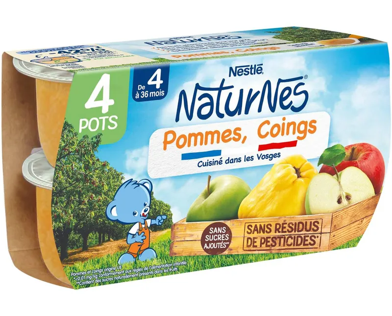 Affaire À Saisir Nestlé - Naturnes purée bébé pommes coings de 4 à 6 mois, 4 pots (520g)