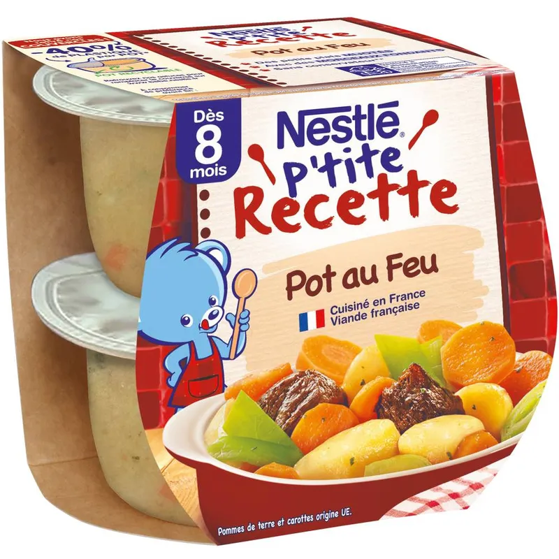 Nestlé---Petite-recette-pot-au-feu-plat-bébé-dès-8-mois-400g Nestlé - Petite recette pot au feu plat bébé dès 8 mois (400g) Bon Marché