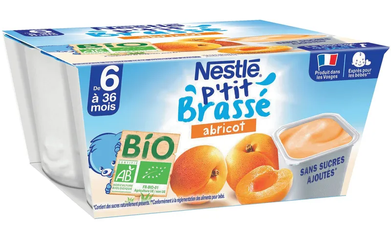 Nestlé---Ptit-brassé-abricot-dès-6mois-bio-360g Dernière Chance Nestlé - P'tit brassé abricot dès 6mois bio (360g)