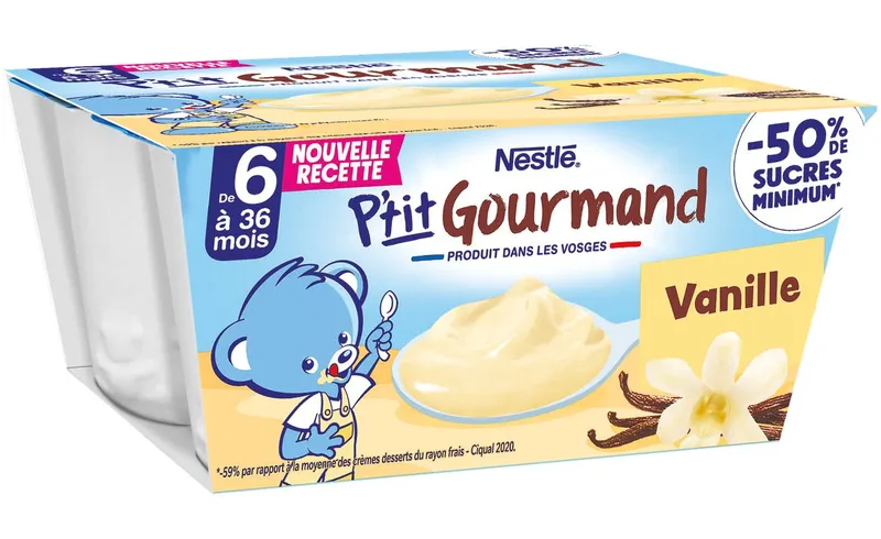 Nestlé---Ptit-gourmand-dessert-lacté-pour-bébé-vanille-4-x-100g Premium Nestlé - P’tit gourmand dessert lacté pour bébé, vanille (4 x 100g)
