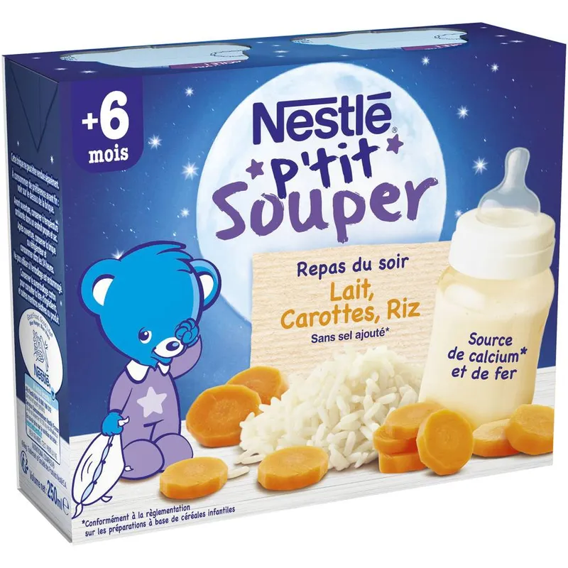 Nestlé---Ptit-souper-lait-carottes-riz-pour-bébé-dès-6-mois-+6-mois-2 Satisfait Ou Remboursé Nestlé - P'tit souper lait carottes riz pour bébé dès 6 mois, +6 mois (2)