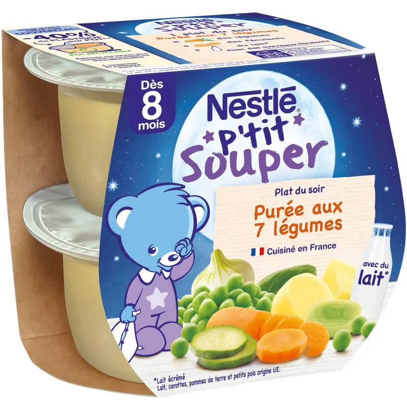 Nestlé---Ptit-souper-purée-du-soir-7-légumes-dès-8-mois-400g Nestlé - P'tit souper purée du soir 7 légumes dès 8 mois (400g) Haute Qualité