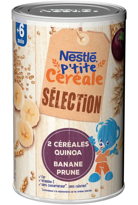 Nestlé---Ptite-céréale-sélection-bébé-quinoa-banane-prune-380g Nestlé - P'tite céréale sélection bébé quinoa banane prune (380g) Produit De Marque