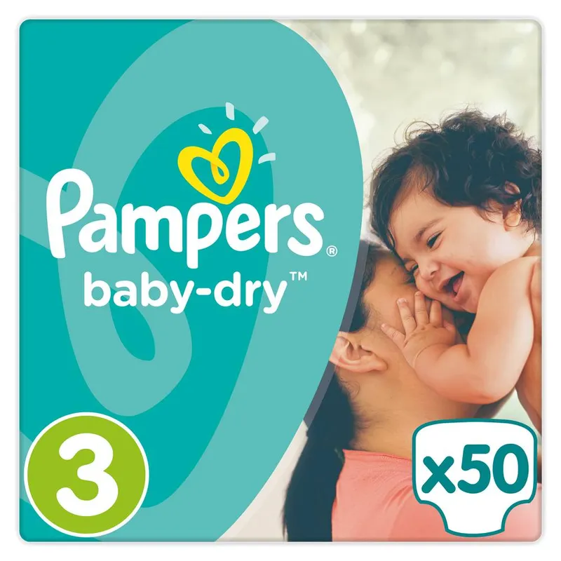 Pampers---Baby-dry-couches-Taille-3-4-9kg-50 Garantie Incluse Pampers - Baby dry couches, Taille 3, 4-9kg (50)