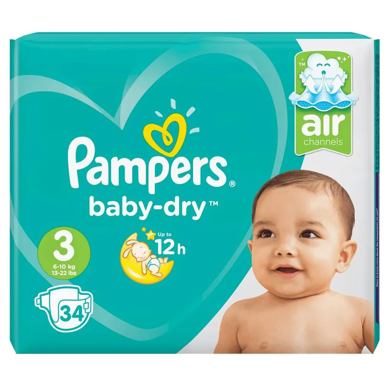 Pampers---Baby-dry-couches-bébé-3-34 Pampers - Baby-dry couches bébé, 3 (34) Meilleur Prix