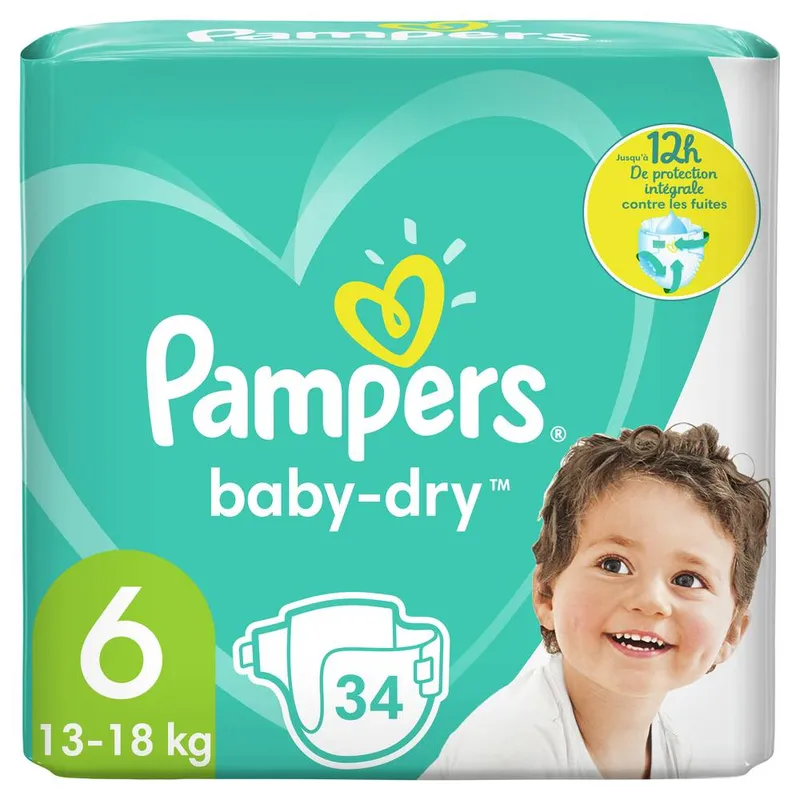 Pampers---Baby-dry-langes-geant-13-18kg-12-h-de-protection-Taille-6-34 Satisfait Ou Remboursé Pampers - Baby dry langes geant 13-18kg, 12 h de protection, Taille 6 (34)