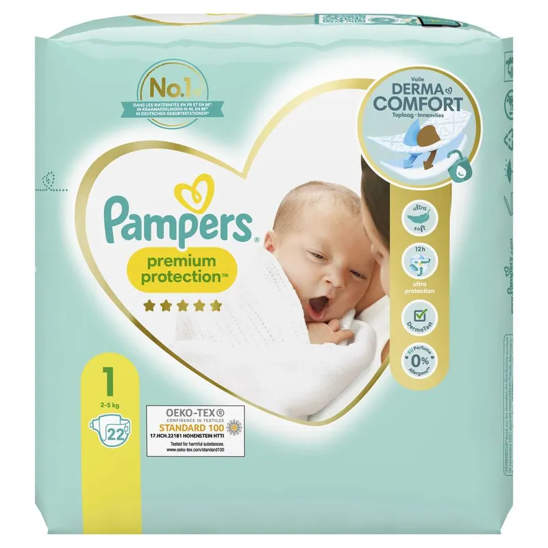 Pampers---Couches-baby-premium-protection-2-5kg-taille-1-407g Édition Limitée Pampers - Couches baby premium protection 2-5kg taille 1 (407g)