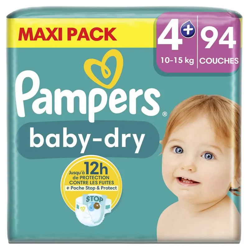 Pampers---Couches-bébé-baby-dry-10--15-kg-Taille-4+-94 Must-Have Pampers - Couches bébé baby-dry 10 -15 kg, Taille 4+ (94)