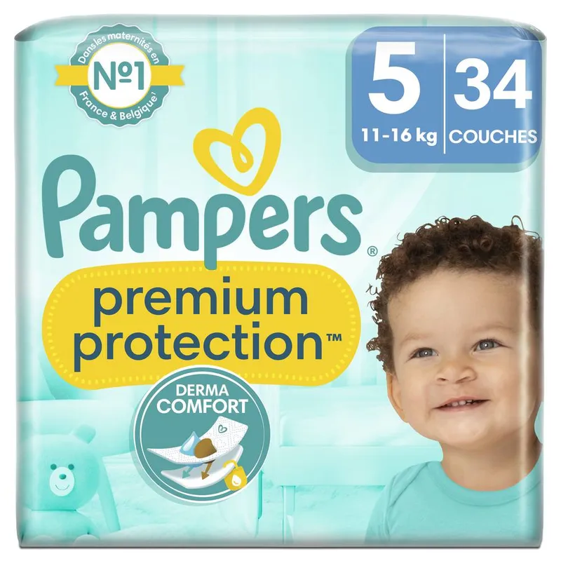 Pampers---Couches-bébé-premium-protection-T5-34 Pampers - Couches bébé premium protection, T5 (34) Achetez Aujourd’hui