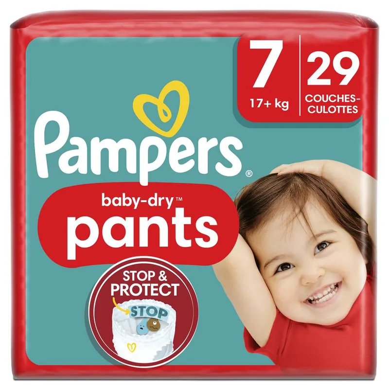 Pampers---Couches-culottes-baby-dry-17-kg-7-29 Produit De Marque Pampers - Couches culottes baby dry 17 kg, 7 (29)