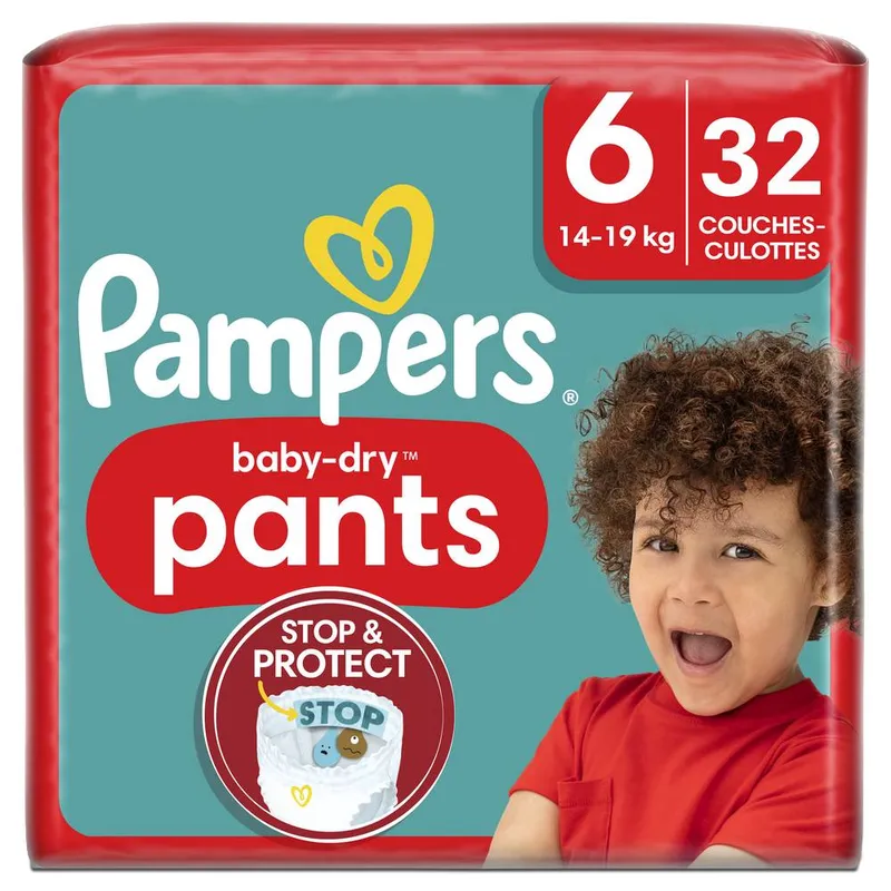 Pampers---Couches-culottes-baby-dry-taille-6-14kg-19kg Top Qualité Pampers - Couches culottes baby-dry taille 6 14kg-19kg