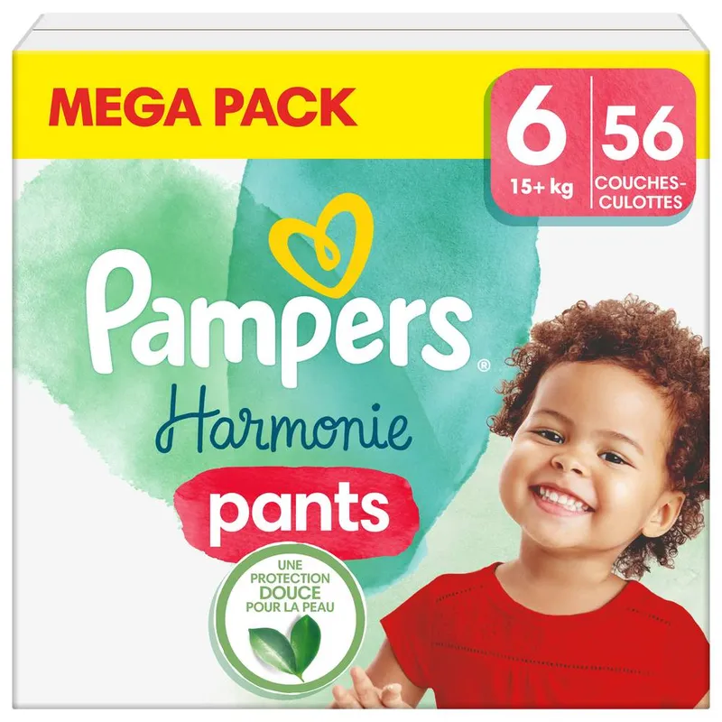 Pampers---Couches-culottes-harmonie-pants-Taille-6---15+kg-56 Retour Gratuit Pampers - Couches culottes harmonie pants, Taille 6 - 15+kg (56)