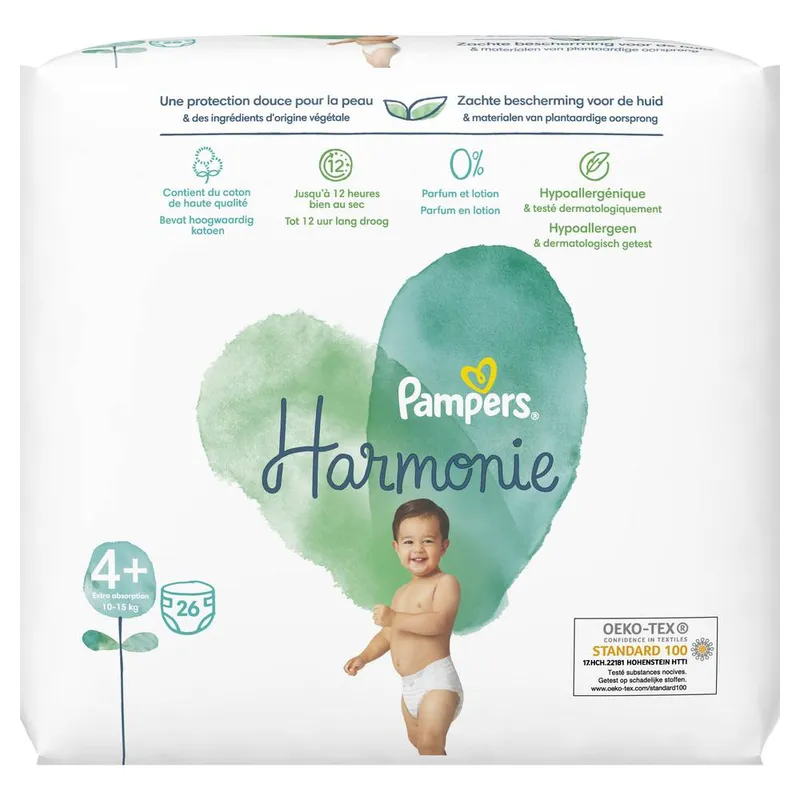 Pampers---Couches-harmonie-taille-4+-des-10-à-15-kg-Taille-4-848g Nouvel Arrivage Pampers - Couches harmonie taille 4+ des 10 à 15 kg, Taille 4 (848g)