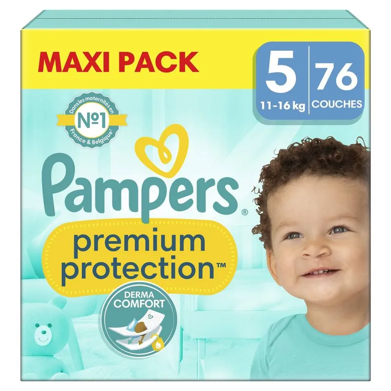 Pampers---Couches-pour-bébé-protection-premium-11-à-16-kg-Taille-5-76 Pampers - Couches pour bébé protection premium 11 à 16 kg, Taille 5 (76) Solde