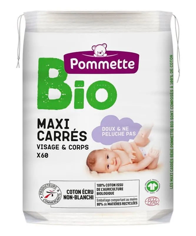 Pommette---Maxi-carrés-en-coton-pour-bébé-visage-et-corps-bio-60 Prix Promo Pommette - Maxi carrés en coton pour bébé visage et corps bio (60)