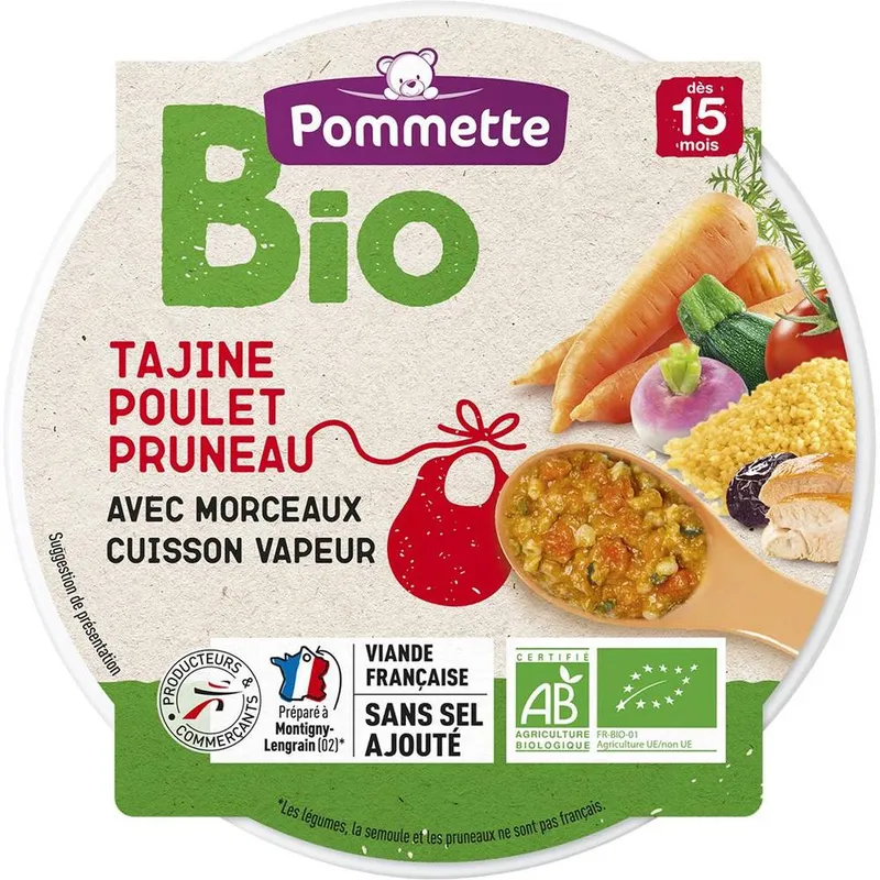 Pommette---Plat-bébé-tajine-au-poulet-et-pruneau-avec-morceaux-bio-dès-15-mois-250g Solde Pommette - Plat bébé tajine au poulet et pruneau avec morceaux bio dès 15 mois (250g)