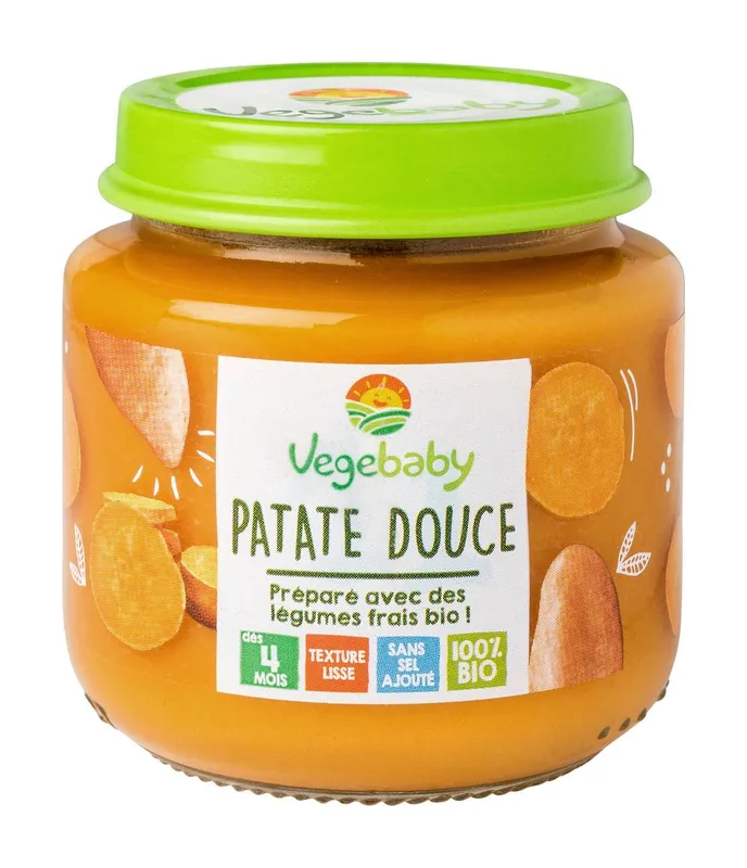Vegebaby---Pots-patate-douce-bio-sans-sel-ajouté-pour-bébé-dès-4-mois-240g Nouvelle Collection Vegebaby - Pots patate douce bio sans sel ajouté pour bébé dès 4 mois (240g)